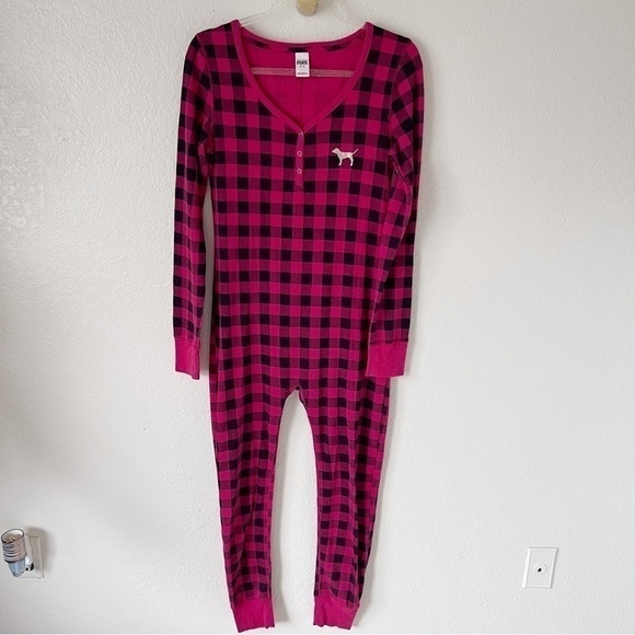 Victoria’s Secret pink red plaid onesie size medium - Picture 8 of 14